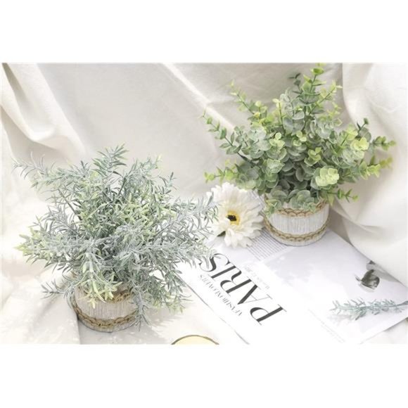 4 Pack Small Fake Plants Indoor Mini Artificial Plants for Home Office Farmhouse - Picture 2 of 6